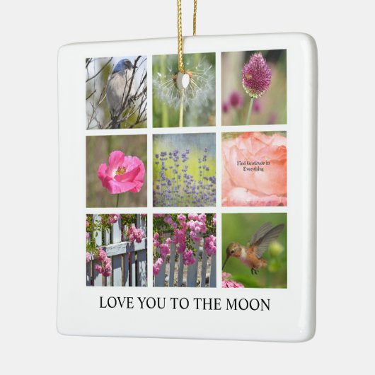 Personaliseer Fotocollage Bloemen en Vogels Keramisch Ornament (Links)