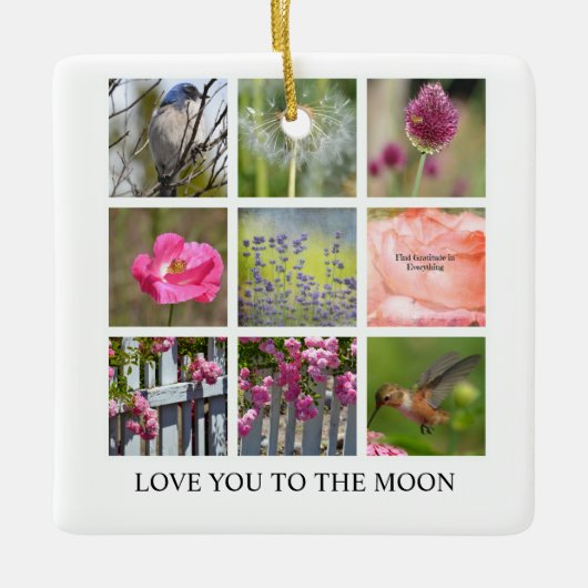 Personaliseer Fotocollage Bloemen en Vogels Keramisch Ornament (Voorkant)
