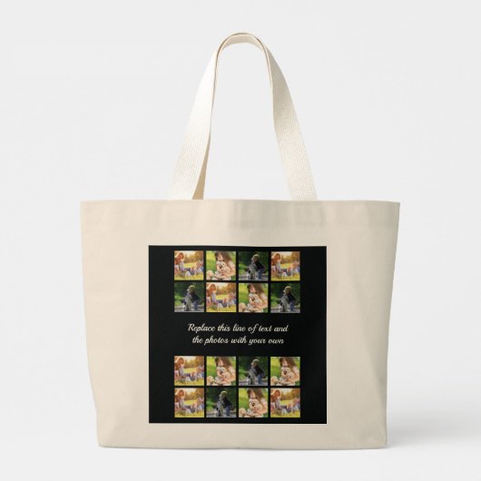 Personaliseer fotocollage en tekst grote canvas ta grote tote bag (Achterkant)