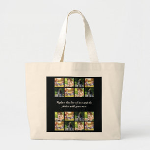 Personaliseer fotocollage en tekst grote canvas ta tote bag