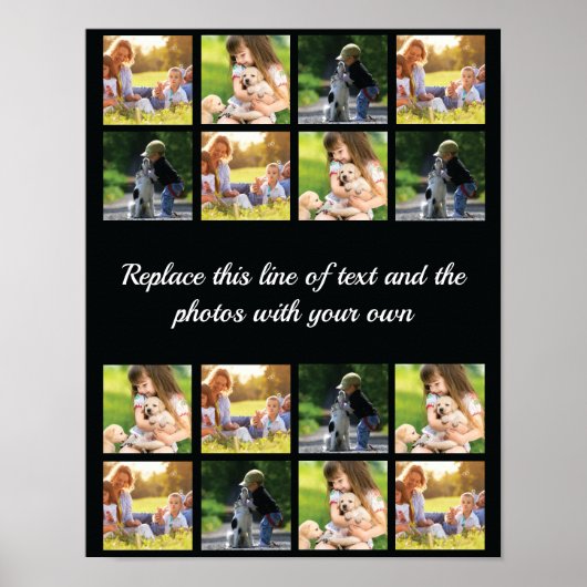 Personaliseer fotocollage en tekst poster (Voorkant)