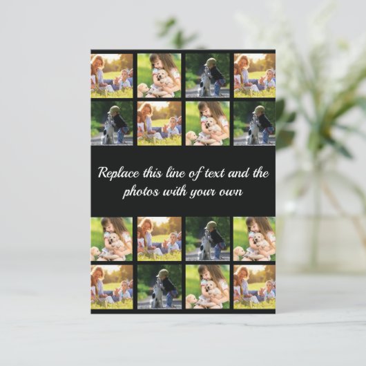 Personaliseer fotocollage en tekst RSVP-kaart RSVP Kaartje (Staand voorkant)