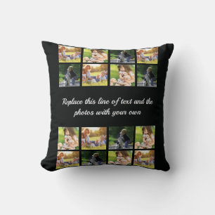 Personaliseer fotocollage en tekst werpt kussen