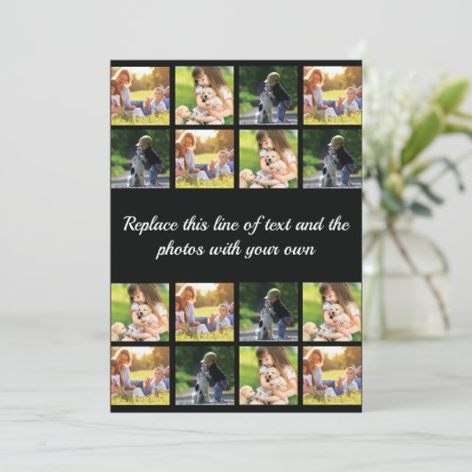 Personaliseer fotocollage en tekstaankondiging aankondiging (Staand voorkant)