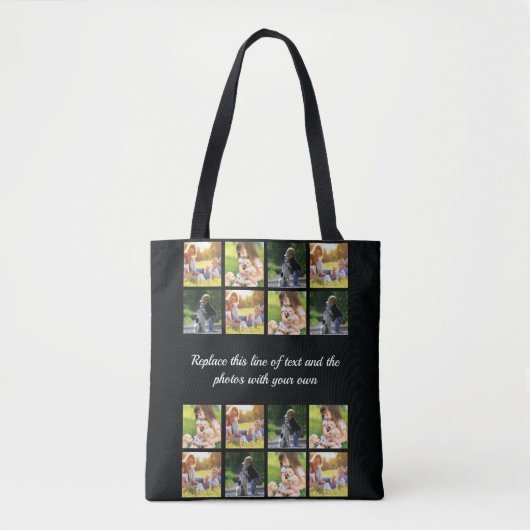 Personaliseer fotocollage en tekstcanvas tas (Voorkant)