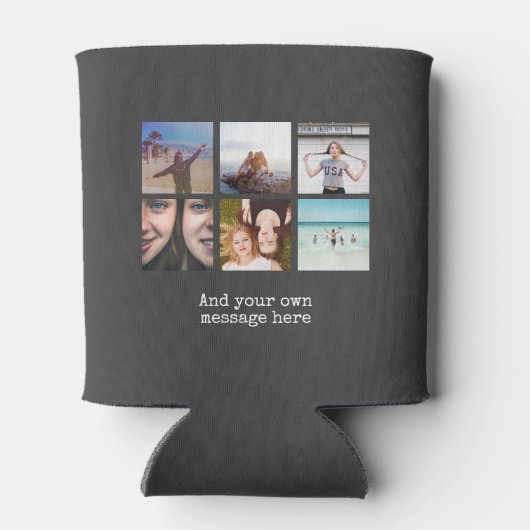 Personaliseer Fotocollage Ontwerp Eigen Upload Afb Blikjeskoeler (Achterkant)