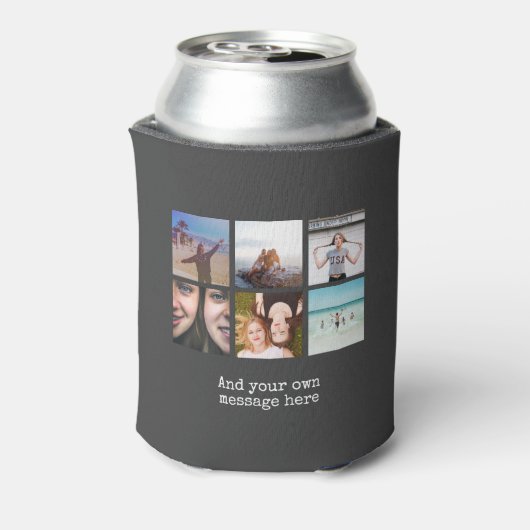 Personaliseer Fotocollage Ontwerp Eigen Upload Afb Blikjeskoeler (Blikje Achterkant)