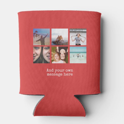 Personaliseer Fotocollage Ontwerp Eigen Upload Afb Blikjeskoeler (Achterkant)