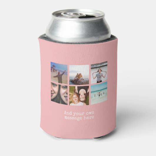 Personaliseer Fotocollage Ontwerp Eigen Upload Afb Blikjeskoeler (Blikje Achterkant)