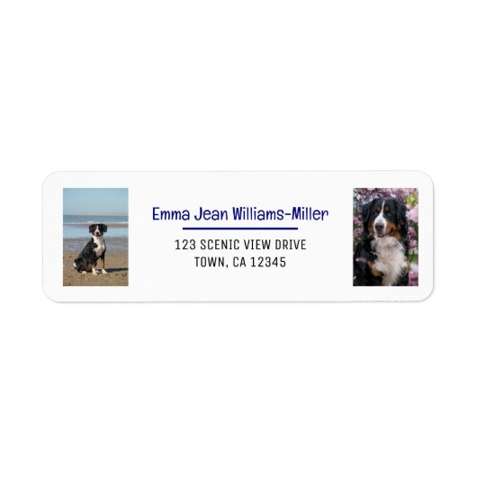 Personaliseer foto's w / Dog Modern Retouradres Etiket (Voorkant)