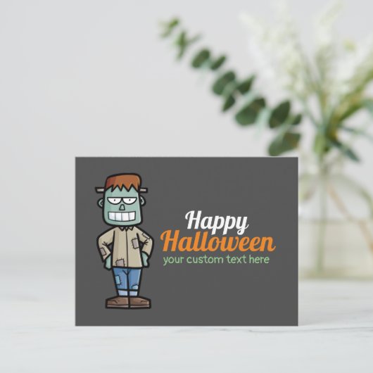 Personaliseer Frankenstein Halloween Briefkaart (Staand voorkant)