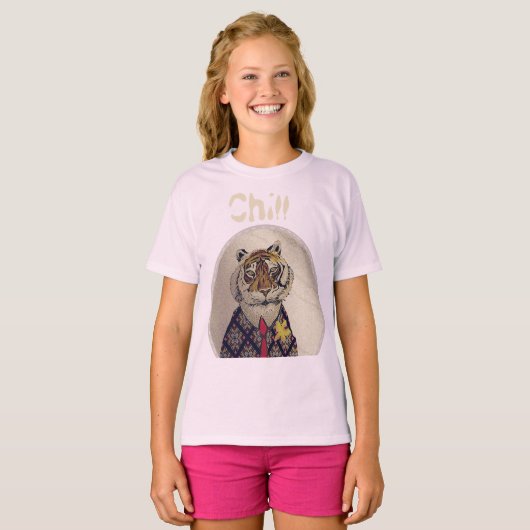 Personaliseer Fun Chill Tiger T-shirt (Voorkant volledig)