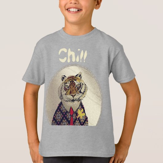 Personaliseer Fun Chill Tiger T-Shirt (Voorkant)