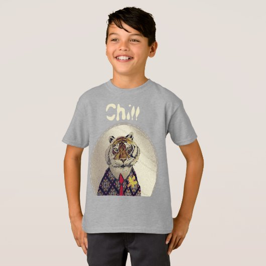 Personaliseer Fun Chill Tiger T-Shirt (Voorkant volledig)