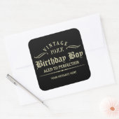 Personaliseer Funny Birthday Black Square Sticker (Envelop)