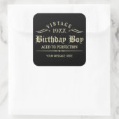 Personaliseer Funny Birthday Black Square Sticker (Tas)