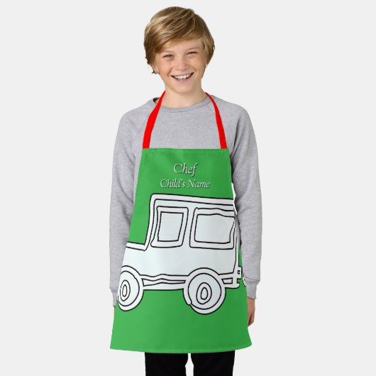Personaliseer Funny Car Kinder Green Craft Schort (Gedragen)