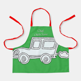 Personaliseer Funny Car Kinder Green Craft Schort