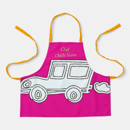 Personaliseer Funny Car Kinder Hot Pink Craft Schort
