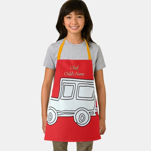 Personaliseer Funny Car Kinder Rode Craft Schort (Insitu)