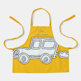 Personaliseer Funny Car Kinder Yellow Craft Schort