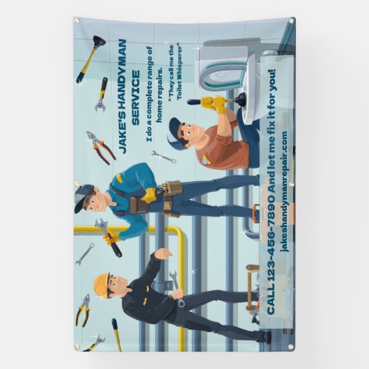 Personaliseer Funny Handyman Business Adverteren Spandoek (Verticaal)