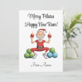 Personaliseer Funny Pilates Instructor Christmas Feestdagenkaart (Staand voorkant)