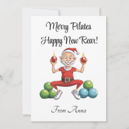 Personaliseer Funny Pilates Instructor Christmas Feestdagenkaart