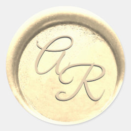 *~* PERSONALISEER GEEL GOUD Wax Seal Bruiloft Ronde Sticker