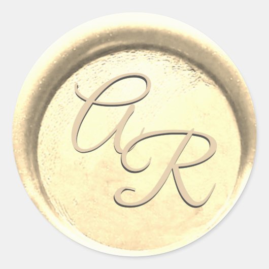 *~* PERSONALISEER GEEL GOUD Wax Seal Bruiloft Ronde Sticker (Voorkant)