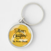 Personaliseer gele tropische kerst Sleutelhanger (Voorkant)