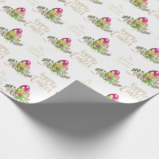 Personaliseer Gelukkig Pasen Cadeaupapier (Hoek)