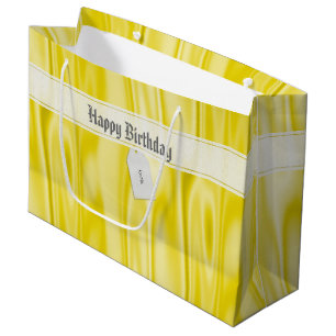 Personaliseer "Gelukkige Verjaardag" op Geel Large Cadeautasje