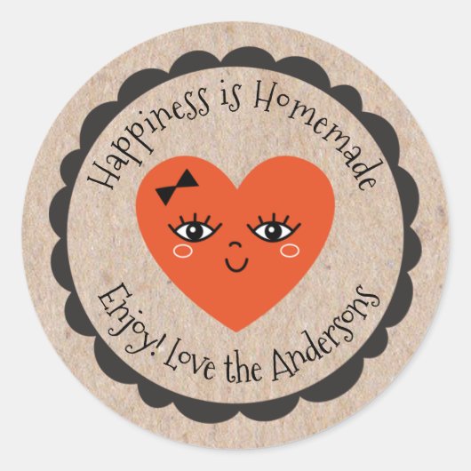 Personaliseer Gemaakt met Liefde Kraft Schattige H Ronde Sticker (Voorkant)