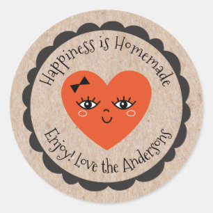 Personaliseer Gemaakt met Liefde Kraft Schattige H Ronde Sticker