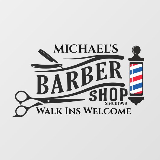 Personaliseer generieke Barber Shop Pole Business Raamsticker (Vel)