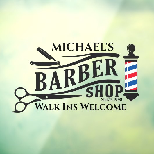 Personaliseer generieke Barber Shop Pole Business Raamsticker (Vel 3)