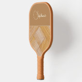 Personaliseer Geometric Pattern Brown Tan Gold Pickleball Paddle (Links)