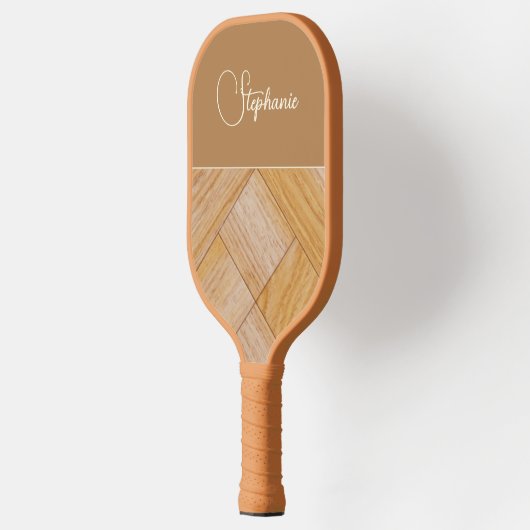 Personaliseer Geometric Pattern Brown Tan Gold Pickleball Paddle (Links)