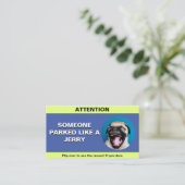 Personaliseer geparkeerd als een jerry, grappige p contactkaartje (Staand voorkant)