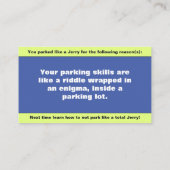 Personaliseer geparkeerd als een jerry, grappige p contactkaartje (Achterkant)