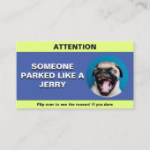 Personaliseer geparkeerd als een jerry, grappige p contactkaartje (Voorkant)