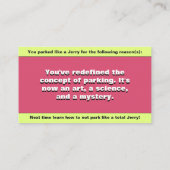 Personaliseer geparkeerd als een jerry, grappige p contactkaartje (Achterkant)