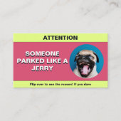 Personaliseer geparkeerd als een jerry, grappige p contactkaartje (Voorkant)