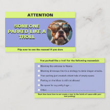 Personaliseer geparkeerd als een trol, grappige pa