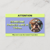 Personaliseer geparkeerd als een trol, grappige pa contactkaartje (Voorkant)