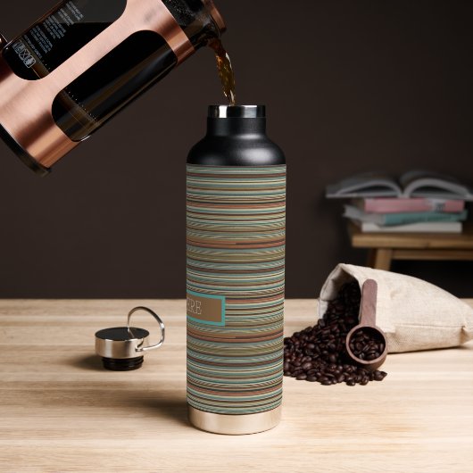 Personaliseer Gestreept Waterfles (Koffie)