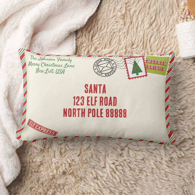 Personaliseer Gestreepte Kerstman Brief Kerstmis Kussen (Deken)