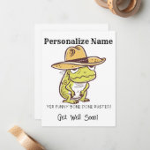 Personaliseer Get Well Cowboy kikker botvervanging Notitiekaartje (Voorkant / Achterkant in situ)