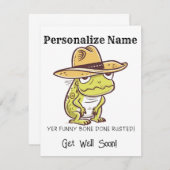 Personaliseer Get Well Cowboy kikker botvervanging Notitiekaartje (Voorkant / Achterkant)